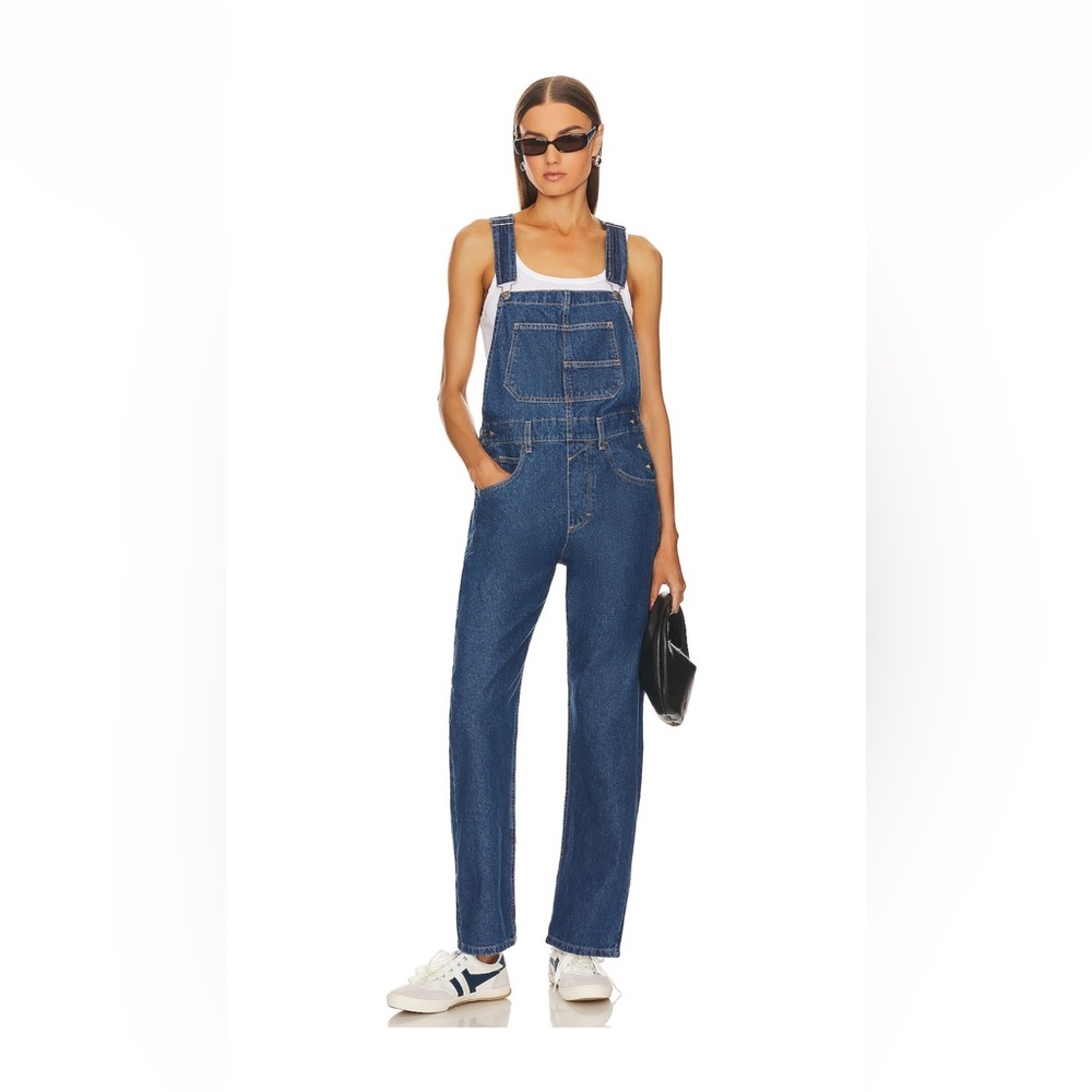 Free People Dark Blue Denim Overalls